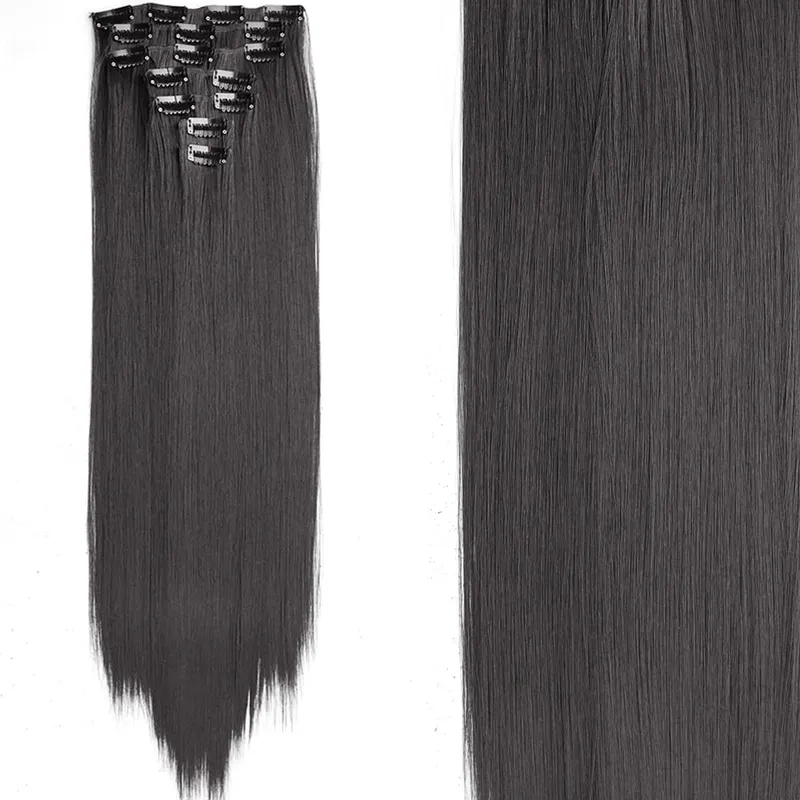 24Inch Synthetic Extension 16 Clips Blonde Hair Natural Long Wavy 7Pcs/Set Heat Resistant Fiber Hairpiece Black Brown Hairstyle — image 30