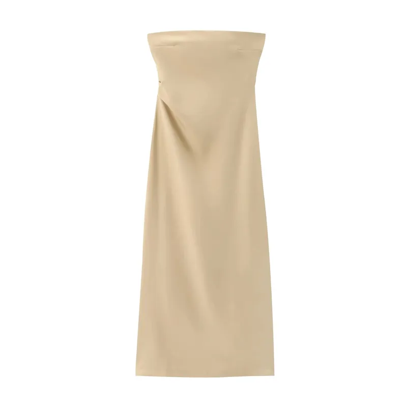 Abito moda donna estate nuovo sexy spacco posteriore con zip pieghettato senza maniche senza spalline Chic femminile francese da sera elegante — image 16
