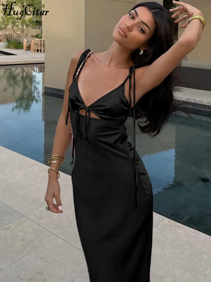 Hugcitar V-Ausschnitt, solide Slips, rückenfrei, aushöhlen, Schnürung, sexy, figurbetont, Maxi-Abschlussballkleid, Sommer, Damen, elegante Outfits, Geburtstagsparty — image 5