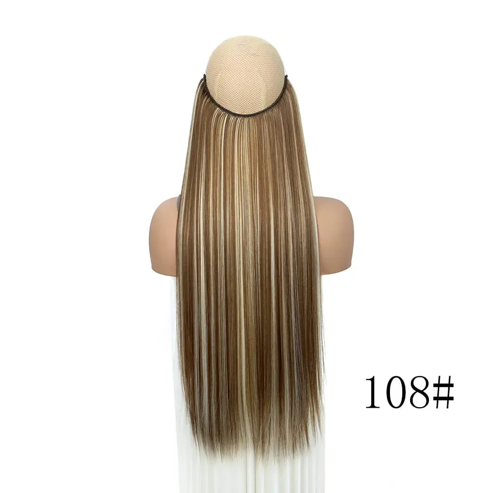 Straight Hair Extension with Invisible Synthetic Natural Straight Hairpiece for Women Long Straight Hair Piece with Fishing Line — image 13