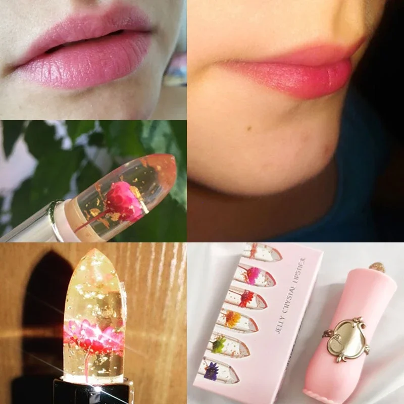 Flower Jelly Lipstick Set Temperature Change Moisturizer Flower Lip Stick Long Lasting Lip Balm Magic Color Change Lip Gloss Set — image 7