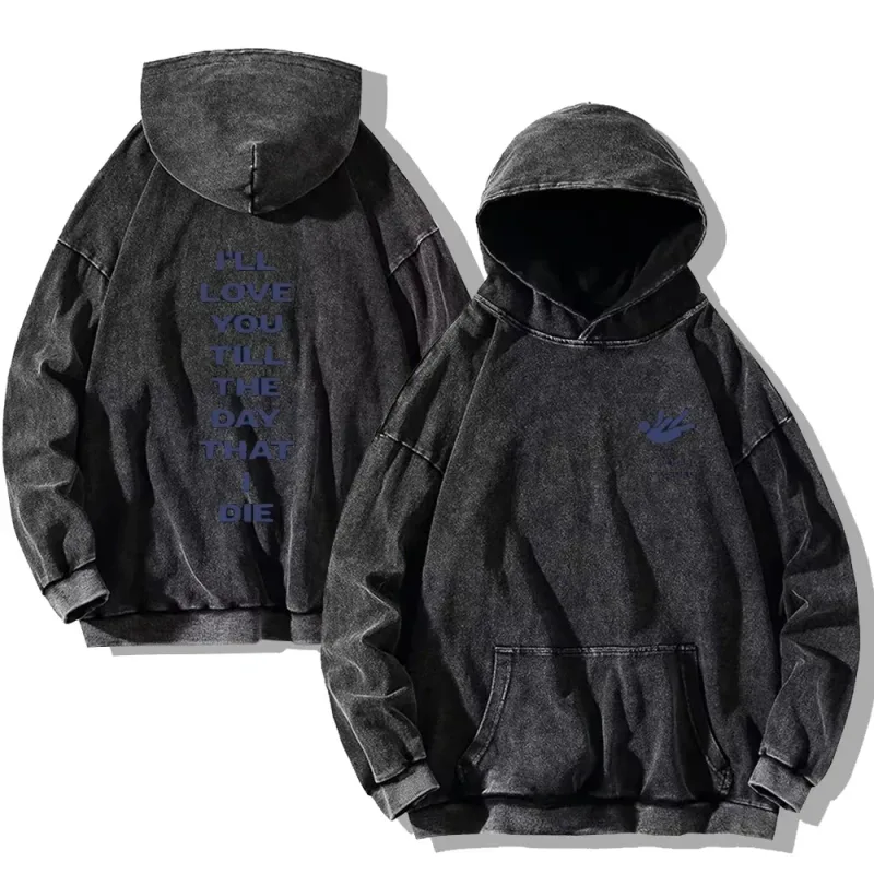 Hit Me Hard and Soft Washed Hoodies Vintage Cotton Hooded Pullover Men's Women's Loose Casual Gothic Sweatshirts Y2K Coat Unisex — image 3