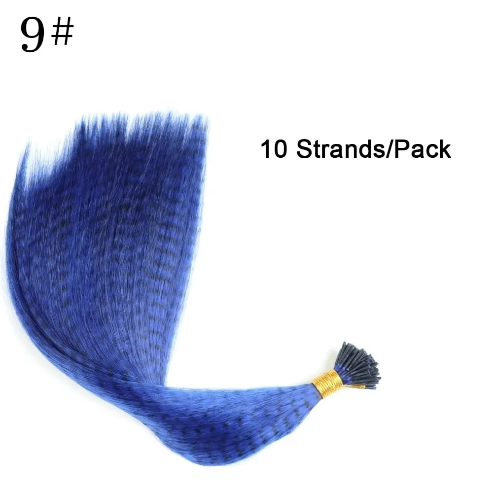 Synthetic Colored I-Tip Faux Feather Hair Extensions 16" 10 Strands/Pack Women's Heat Resistant Fiber Wig Accessories — image 15