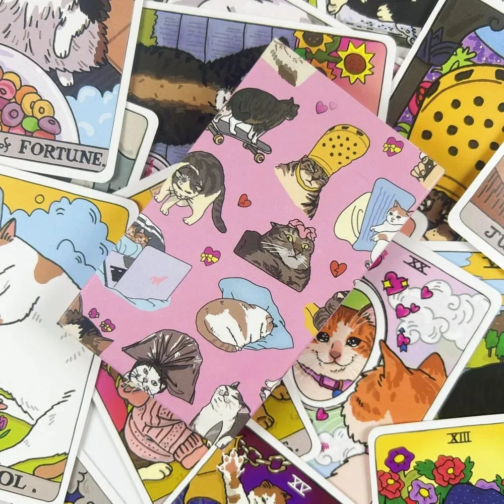 1pc Cat Meme Tarot Cards Fate Divination 22pcs Oracle Cards Party Entertainment Board Game Cards — image 1