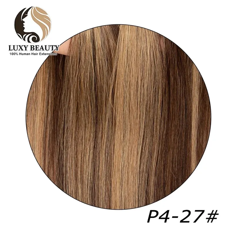 Brown Invisible Twin Tabs Hair Weft Human Hair Extensions Straight Inject PU Hole Weft Microlinks XO Weft Blonde 10pcs/Pack — image 13