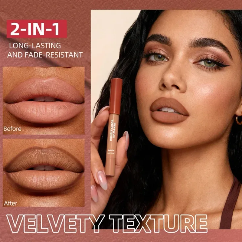 Natural Nude Double‑Color Matte Lip Liner Pen Waterproof Long‑Lasting Plumping Lip Stain Contour Women Makeup Cosmetics — image 3