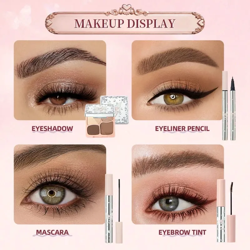 Luxury Makeup Set Pink Butterfly Cosmetic Kit Eyeshadow Palette Lip Tint Blush Mascara Eyeliner Highlighter Beauty Makeup Gift