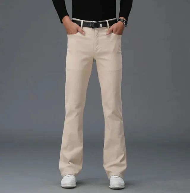 Smoke Gray Flared Jeans Of The 1980s Men High Waisted Wide Boot Cut Pants Wde Leg Denim Trousers