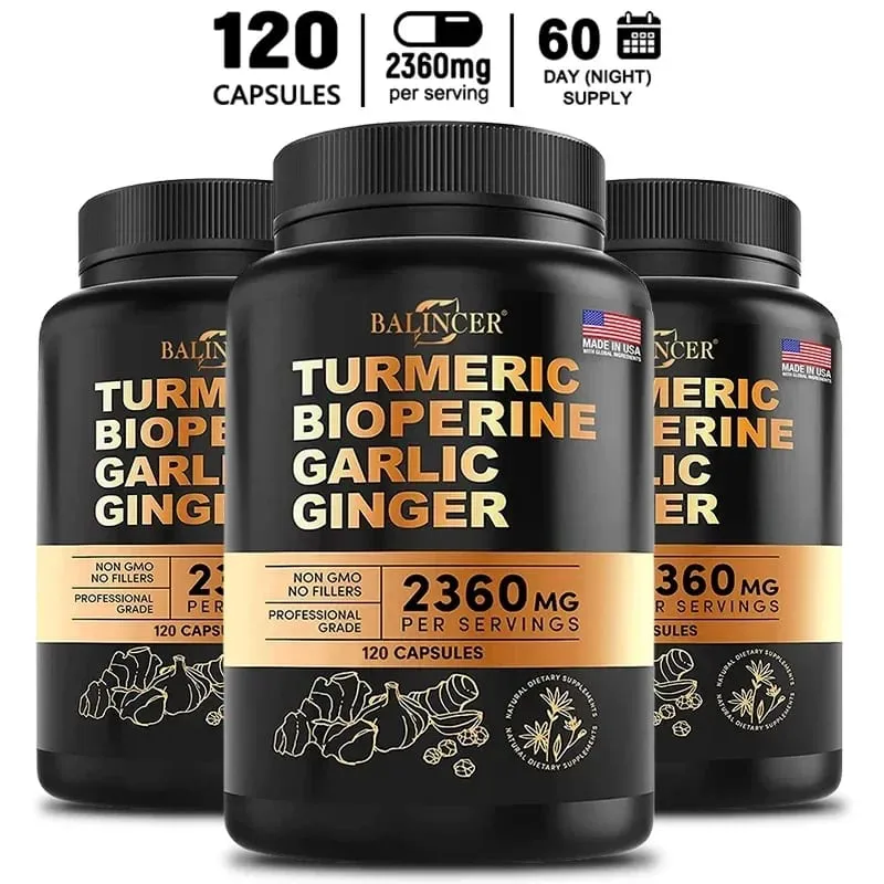 Turmeric - with Bioperine Garlic Ginger - 95% Curcuminoids Good for Pain Relief Immune Joint & General Health Antioxidant — image 10