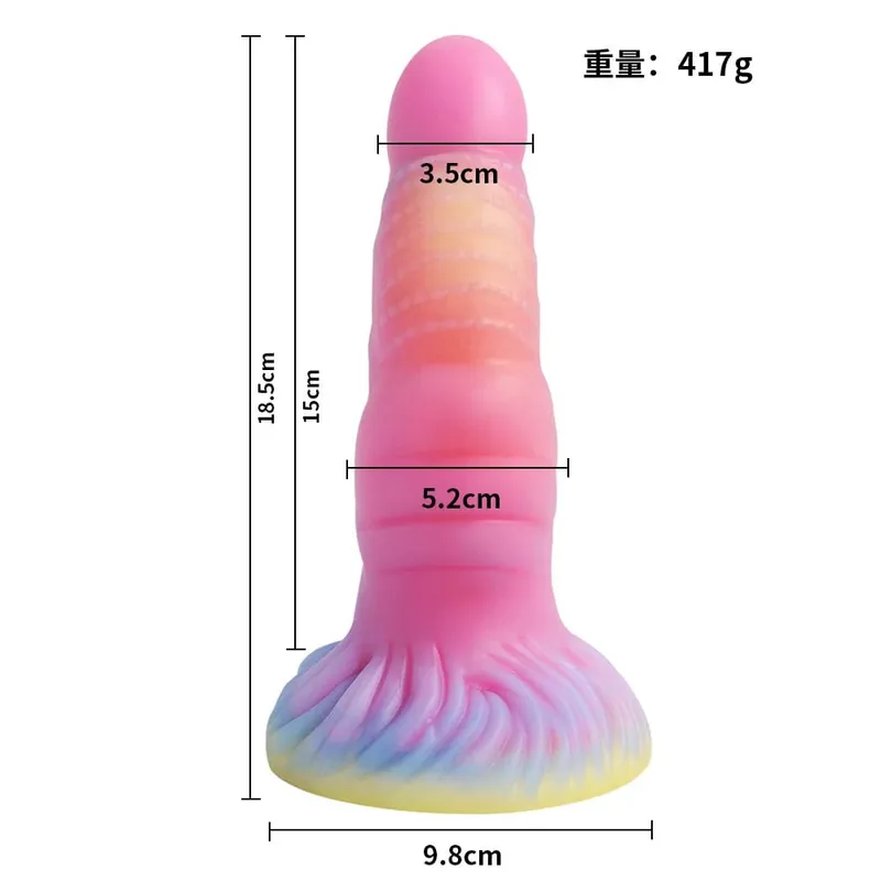 Sumbat Anal Bercahaya Malam Realistis Dildo Naga Monster Bercahaya untuk Wanita Pria Penyumbat Pantat Seksi Bentuk Anjing Mainan Seks untuk Pasangan — image 16