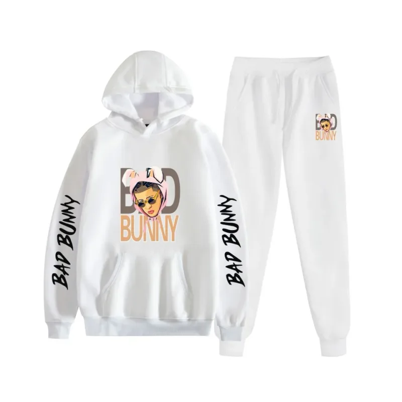 Costume Harajuku confortable imprimé mauvais lapin, sweat-shirt et pantalon de survêtement pour femmes, sweat à capuche + pantalon, ensemble 2 pièces pour garçons/filles — image 27