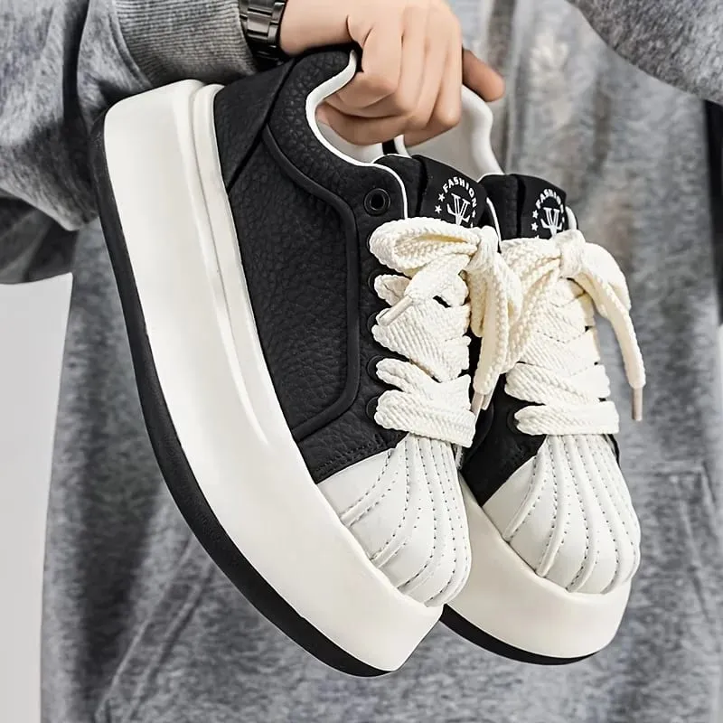 Novos sapatos masculinos de sola grossa aumentando a altura confortável leve versátil sapatos na moda e minimalista calçados esportivos casuais — image 5