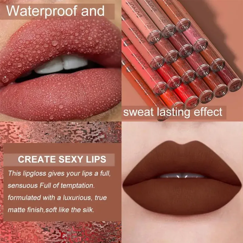 6 PCS Velvet Matte Liquid Lipstick Set Waterproof Long Lasting Nude Rose Red Lip Oil For Moisture And Shine — image 3