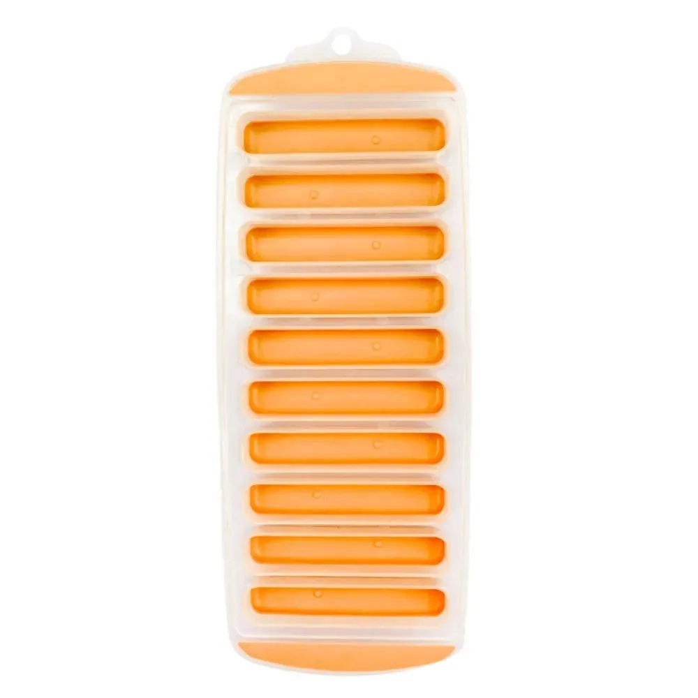 DIY 10 Holes Long Strip Ice Cube Mold with Lid Silicone Ice Cube Tray Homemade Ice Block Mold Cold Drink