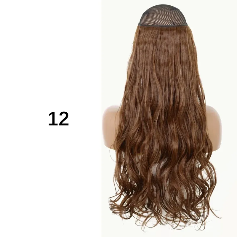 Synthetic No Clip Hair Extensions Natural 16 22 32" Long Wavy Invisible Wire One Piece False Hairpiece For Women