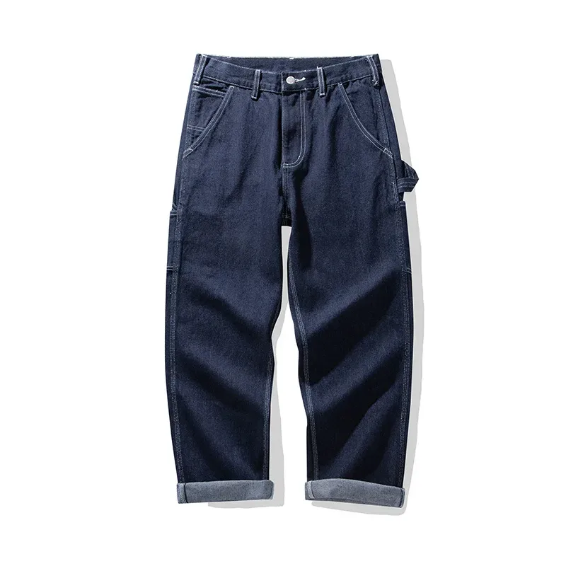 American Vintage Raw Denim Rail Worker Jeans - Americana Multi-Pocket Striped Work Pants / Outdoor Utility Trousers OKONKWO