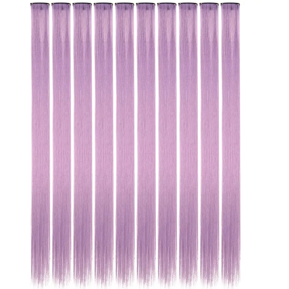 10PCS/Pack Colored Party Highlights Clip in Hair Extensions for Girls 22 Inches Omber colors Straight Hair Synthetic Hairpieces — image 26