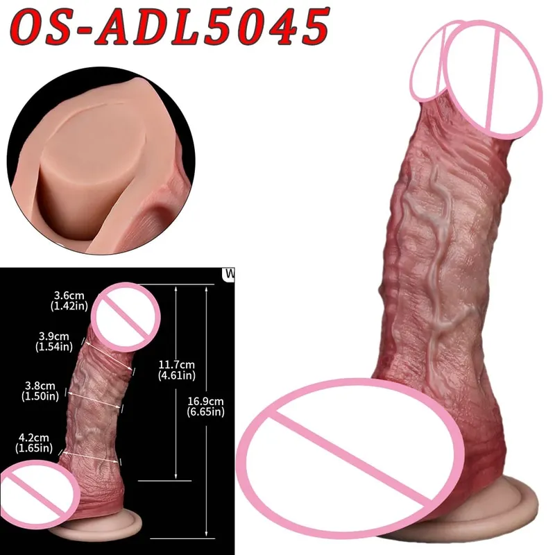 Mainan Seks Stimulator Vagina Anal Kepala Ganda Dildo Panjang Realistis 47Cm dengan Pengisap untuk Pasangan Lesbian Alat Dewasa Pria Gay