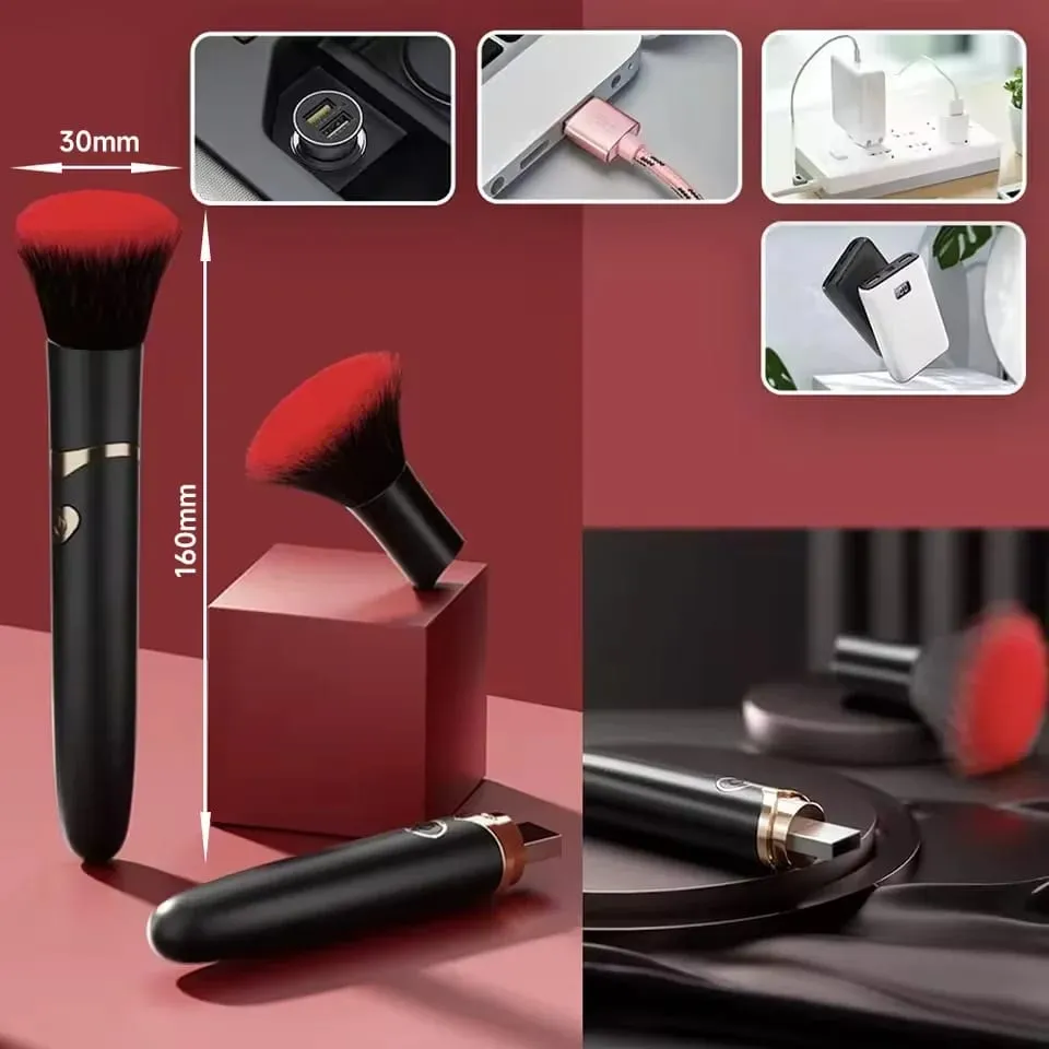 Penna per trucco Doppia testa vibratore Spazzola morbida Pettine Fagioli Micro vibrazione ad alta frequenza Stimolazione profonda Orgasmo del punto G Giocattolo del sesso femminile