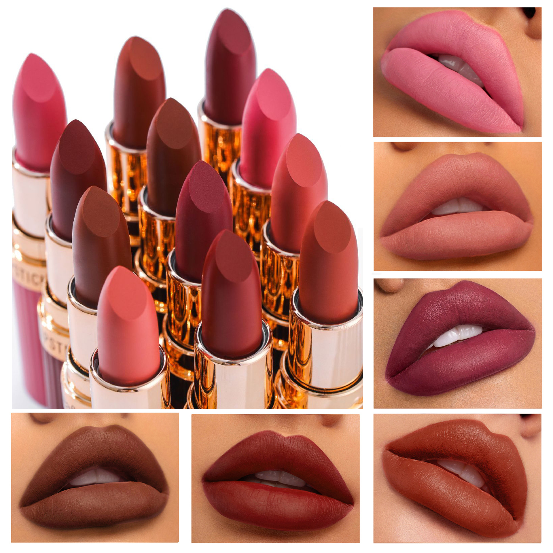 6 Color Matte Lipstick Velvet Dark Brown Lip Gloss Waterproof Lasting Pigments Makeup Nude Coffee Lip Stick Lips Makeup Cosmetic — image 5