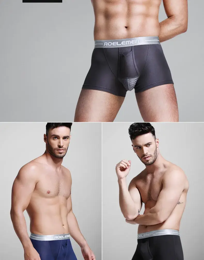 L-5XL tamanho grande masculino varicocele roupa interior suporte testículo escrotal bolsa dupla boxer cabo espermático separação de bala underpant — image 3