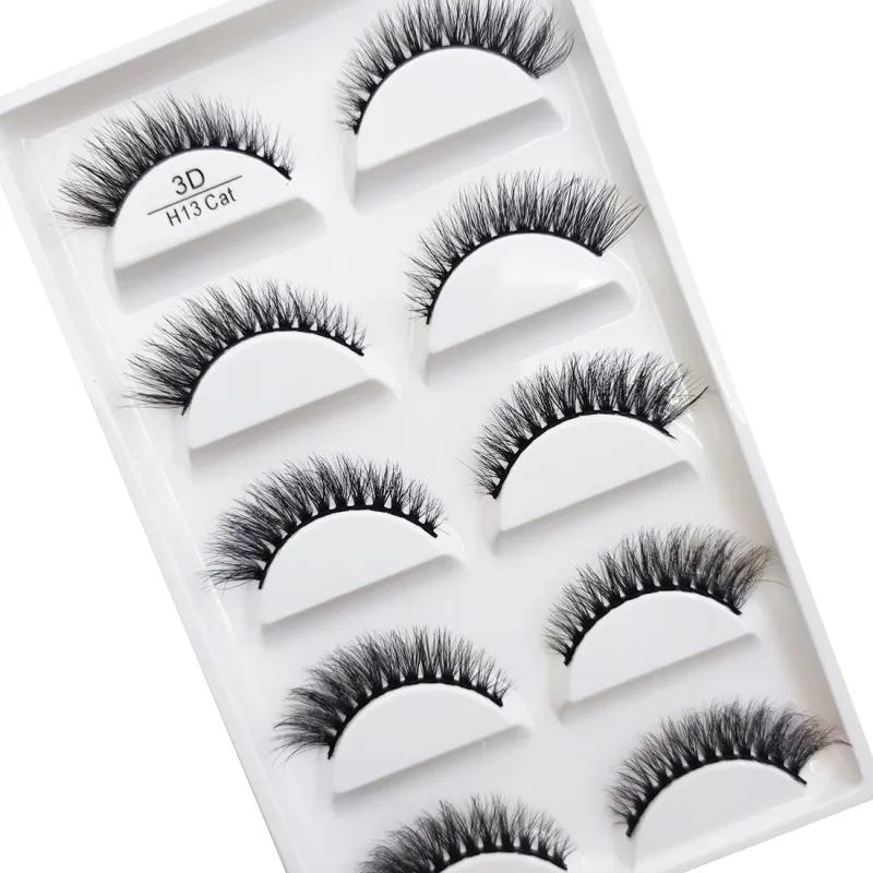 5Pairs 3D Natural Mink Eyelashes Thick False Eye Lashes Lashes Soft Fake Eyelash Wispy Makeup Cilios H13 — image 3