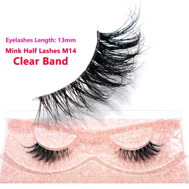 Demi-cils naturels 3D en vison, courts, duveteux, vaporeux, bande croisée, doux, Extension, maquillage — image 9
