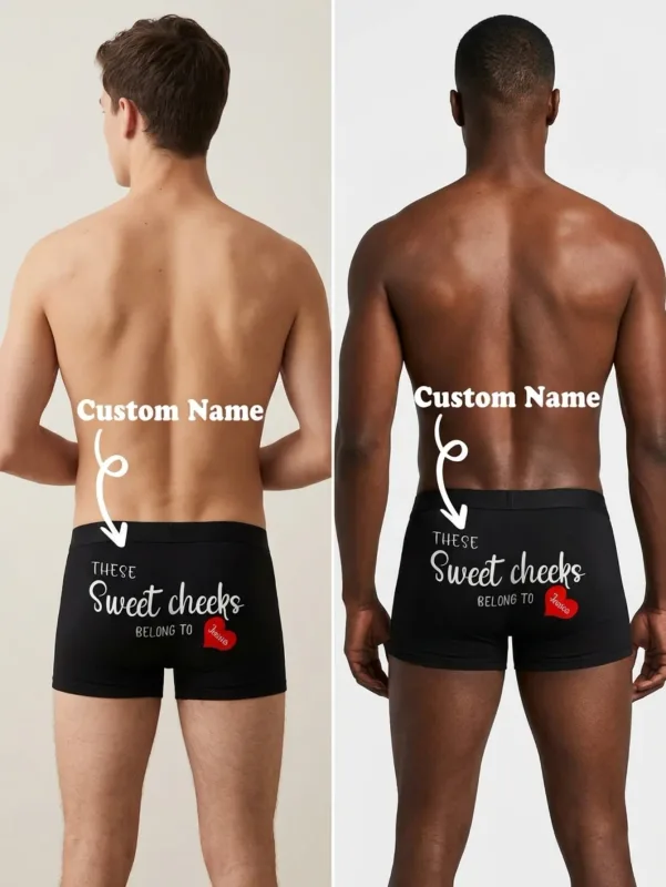 Boxer da uomo con nome personalizzato Boxer in cotone personalizzati con nome sul retro, regalo per lui, marito, fidanzato, compleanno, San Valentino — image 6