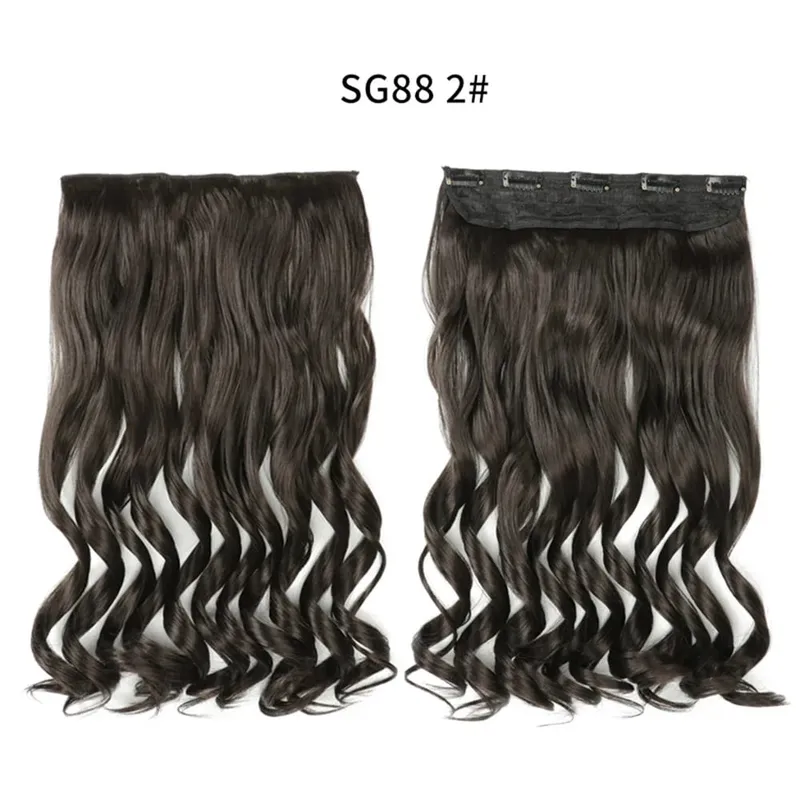 Long Straight Curly One Piece 5clips Clip-in Extensions 22Inch Heat Resistant Hairstyles Colour Mix Blonde Hair Piece For Women — image 50