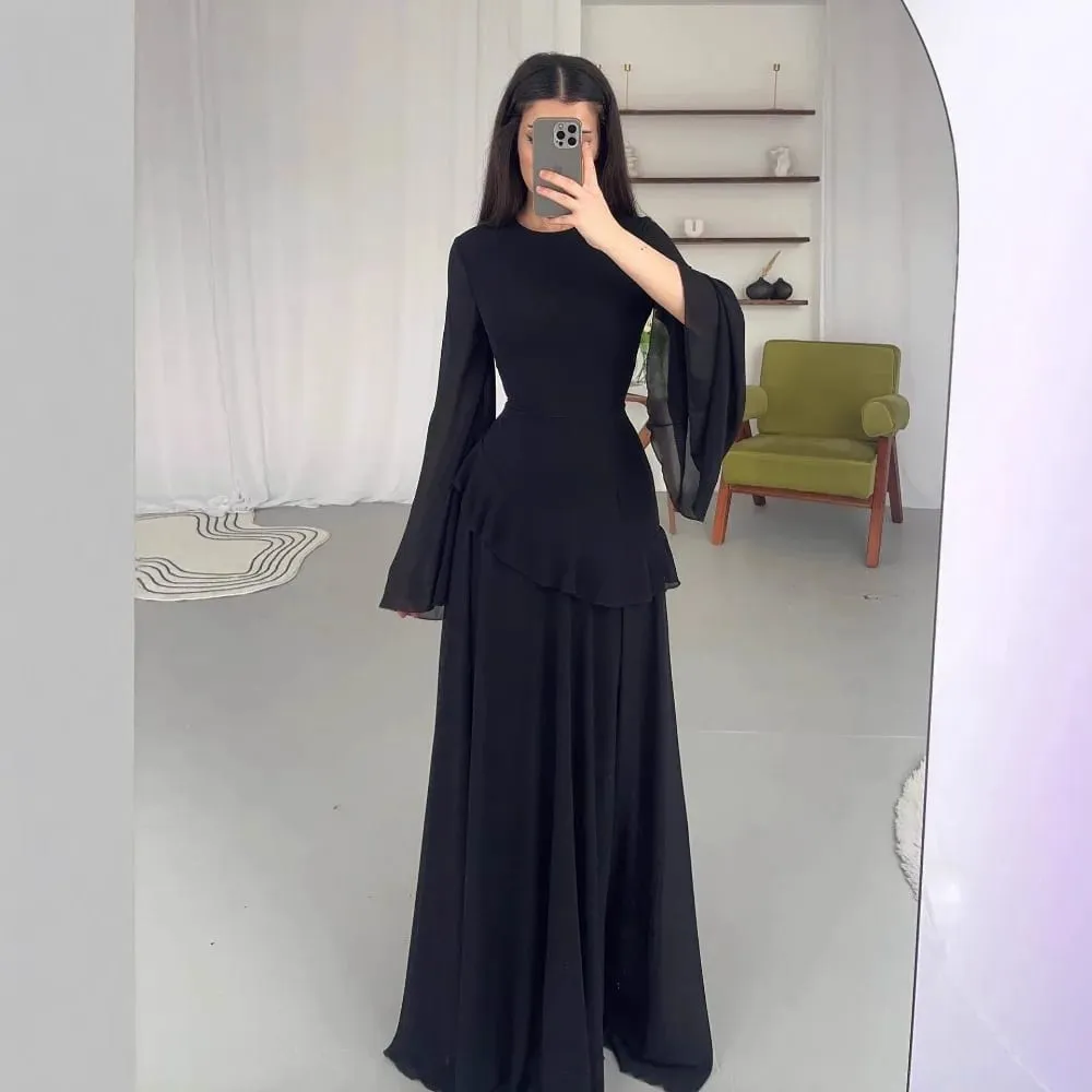 Maxi Dress Women Party Slim Fit Vestidos Round Collar Full Sleeve Tight Waist Elegant 2024 Autumn Female Elegant Long Dresses