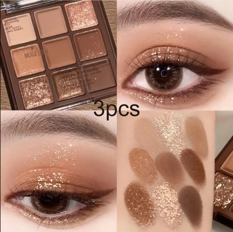 Nine-color chocolate eye shadow plate earth color pearlescent matte glitter fine without makeup — image 6