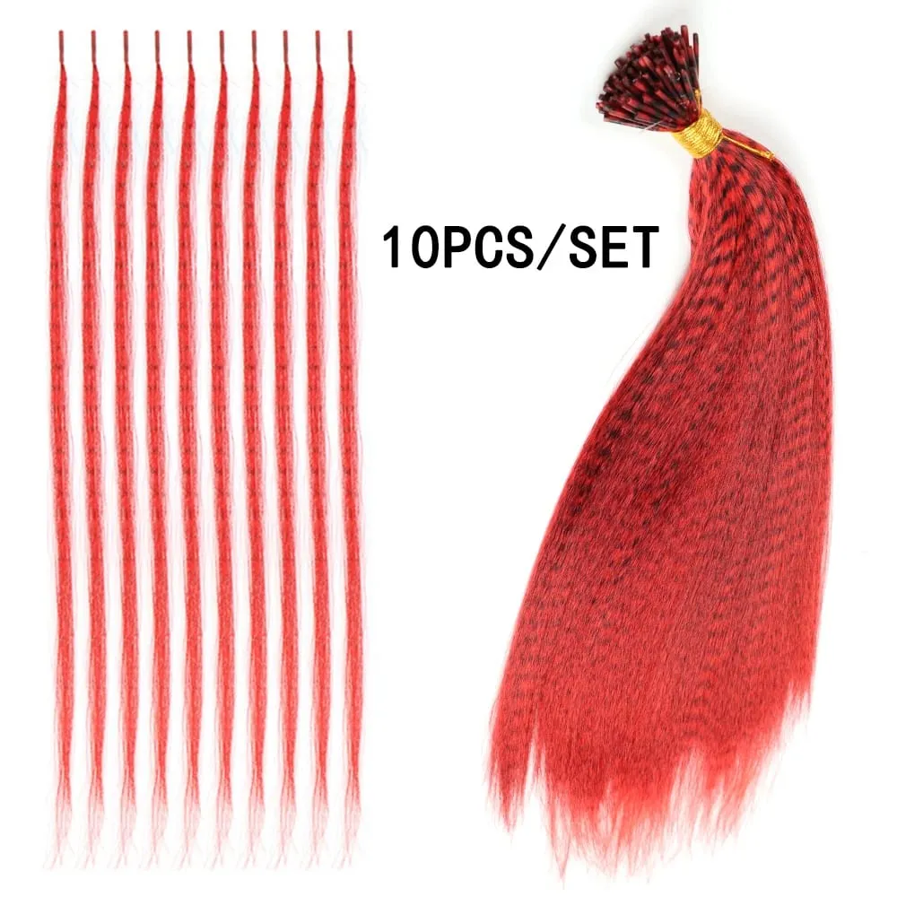 Synthetic Colored Feather Hair Extensions 16Inch 10 Pieces/Pack Blue Purple For Women Zebra Line Feather Hairpiece — image 3