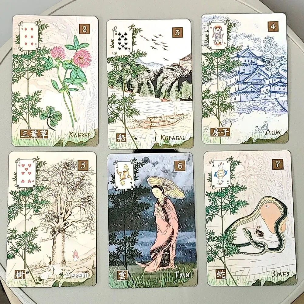 Chinese Lenormand Deck 9*6cm - 37 Pcs Lenormand Cards In Russian and Chinese Language — image 3