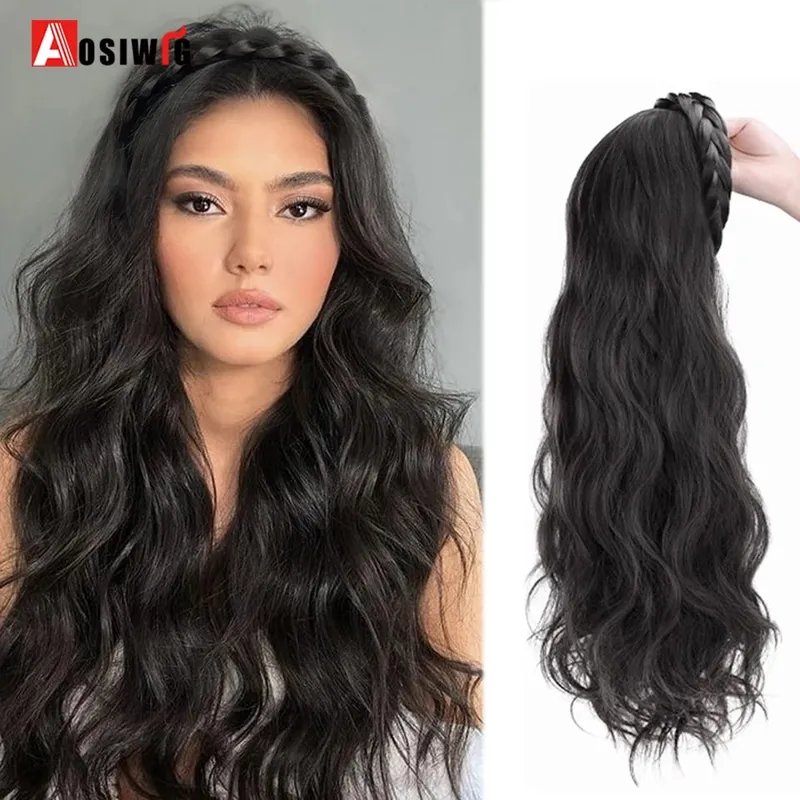 Synthetic Long Curly Half Head Style Wig Heat Resistant Hair Costume Christmas Party Cosplay Natural False Hairpieces — image 1