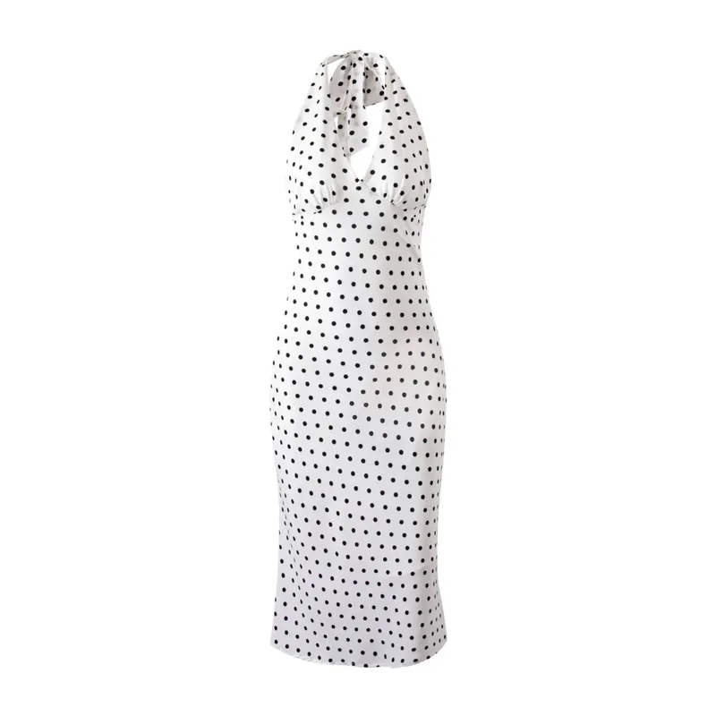 Tuularose Abito lungo con collo appeso a pois Abito da donna elegante senza spalline Sexy con lacci senza maniche Backless Fashion Club Abiti da festa — image 8