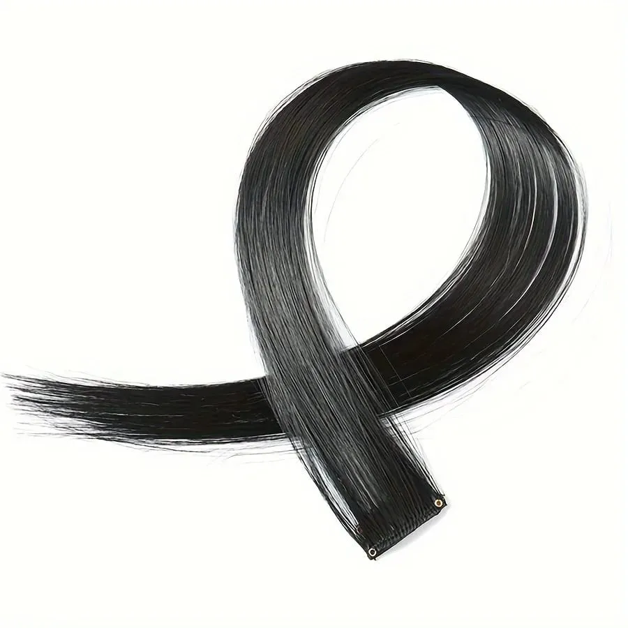 Clip in Hair Extensions 22 Inch Colored Hair Extensions Party Highlights Long Straight Synthetic Hairpieces for Women Kids Girl — image 9