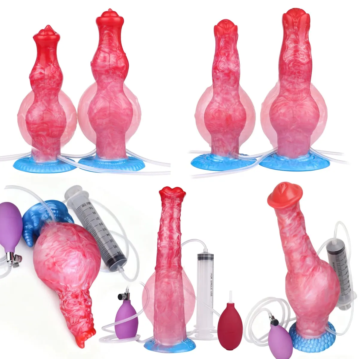 실리콘 풍선 사정 매듭 딜도 조정 가능한 둘레 분출 판타지 말 페니스 성인 섹스 토이 항문 확장기 — image 3