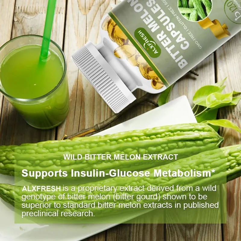 Alxfresh Extra Strength Melão Amargo 2500 mg Suplemento 16:1 Padronizado e Concentrado 100% Vegetariano Sem Glúten Não OGM — image 6