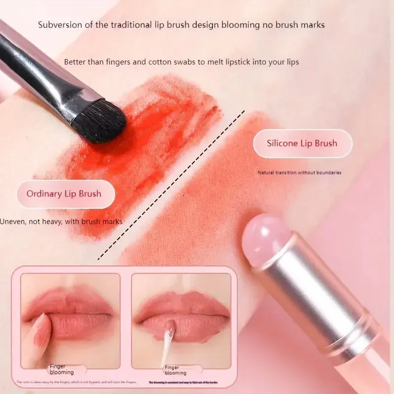 Silicone Lip Brush Small Round Head Smudge Brushes Dust-proof Covered Lip Brush Multifunctional Lipstick Concealer Makeup Tools — image 2