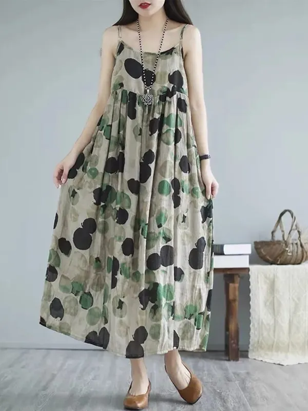 sleeveless strap vintage floral Polka Dot new in dresses for women casual loose long summer beach dress elegant clothing 2025 — image 8