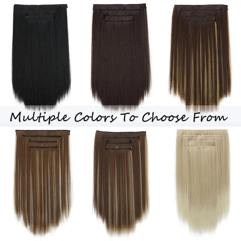 4pcs 14Inch Synthetic Clip-in Hair Extension Short Straight Soft Invisible Brown Blonde Hairpiece for Women — image 3