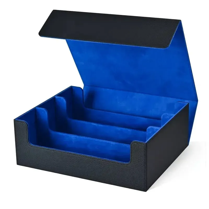 Trading Card Storage Box Can Hold 1800+ Single Decks Magnetic Closure PU Leather Card Box Fits for TCG Yugioh Cards