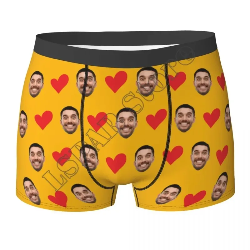 Personalized Face Photo Underwear Custom Heart Boxer Briefs Men Briefs Gift For Husband Anniversary Gift for Dad