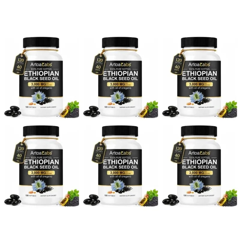 Gélules d'huile de graines noires éthiopiennes 3000 mg avec 100 mg d'extrait d'origan pour le soutien immunitaire digestif et la vitalité quotidienne 120 unités — image 10