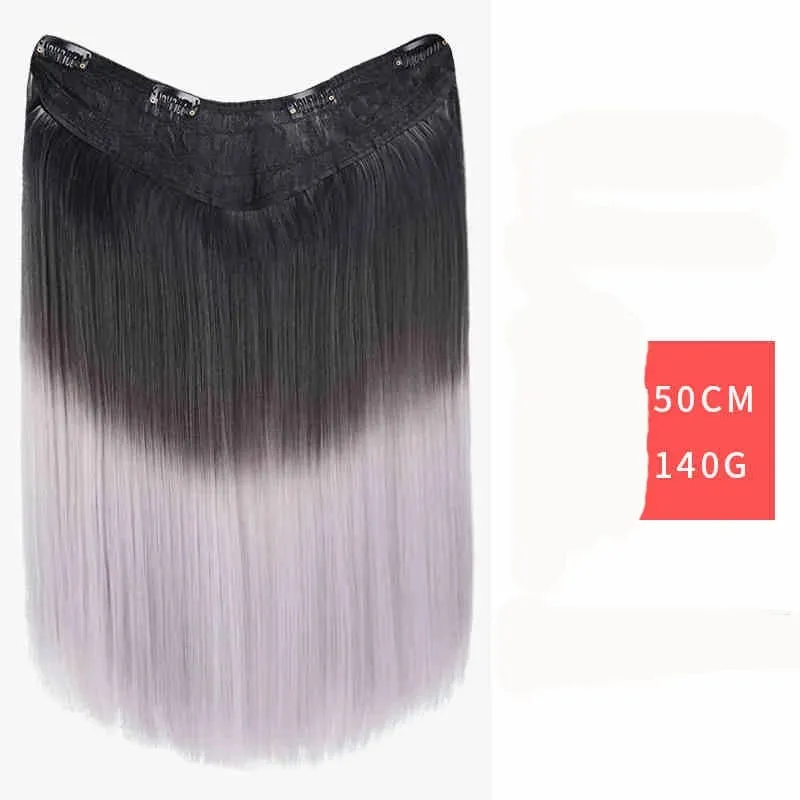 V-shaped One-Piece Synthetic 4 Clip In Hair Extensions Long Straight Hairstyle Hairpiece Colour 50CM Natural Fake Hair — image 28