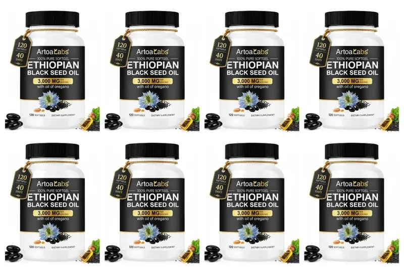 Gélules d'huile de graines noires éthiopiennes 3000 mg avec 100 mg d'extrait d'origan pour le soutien immunitaire digestif et la vitalité quotidienne 120 unités — image 13