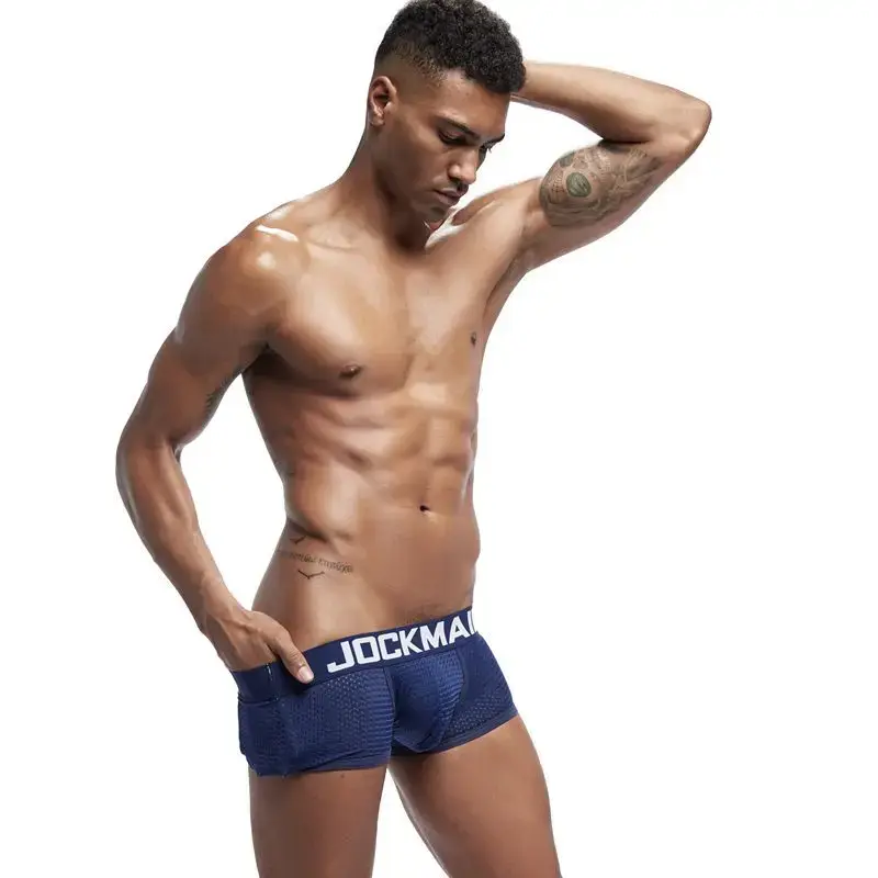 Jockmail Boxers Sexy Mens Panties Mesh Quick-drying Breathable Calzoncillos Solid Color Simple Boxers Hombre Semi-transparent — image 8