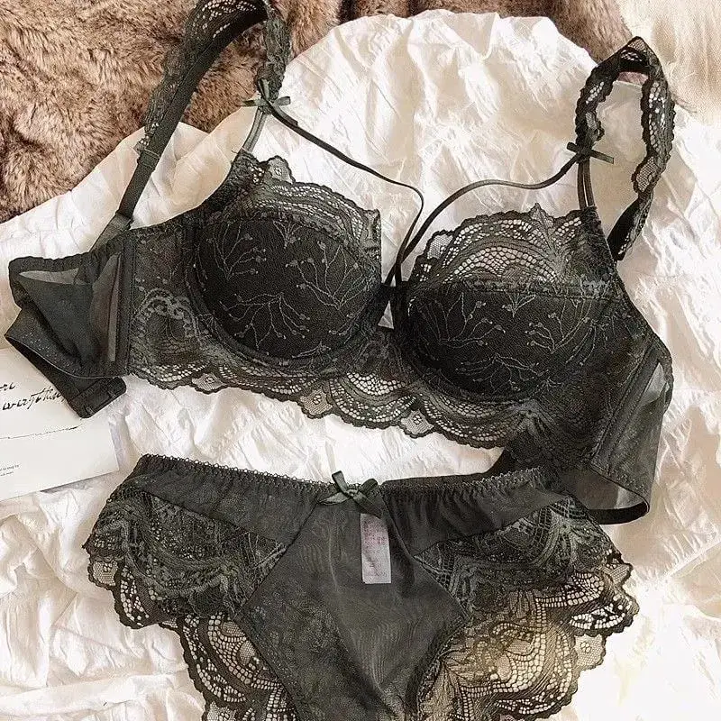 Adjustable Lace Bralette for Small Chest Bra Set Removable Straps & Thin Padding Soft Wire Comfort Muslim Girls Underwear — image 2
