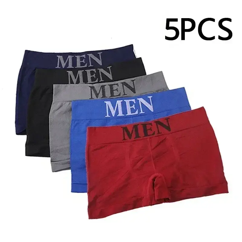 5 pièces Boxer pour hommes sous-vêtements respirants à haute élasticité short extensible en coton doux culotte confortable de couleur unie 3256812862724852 — image 4