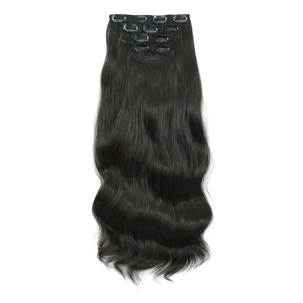 4 pçs/set 11 clipes 22 polegadas 220g ondas de praia clipe em extensões de cabelo loira arenosa champanhe resistente ao calor sintético peruca — image 25
